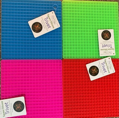 £2.95 • Buy Square Heat Resistant Silicone Trivet Non-Slip Silicone Mat Hot Pan Stand Holder