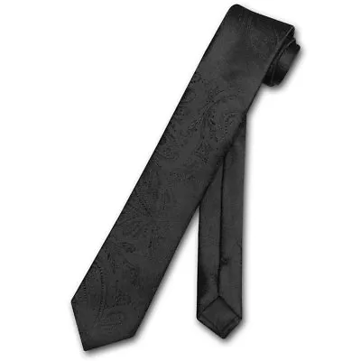 Vesuvio Napoli Narrow NeckTie Solid Color Paisley 2.5  Skinny Men's Neck Tie • $8.95