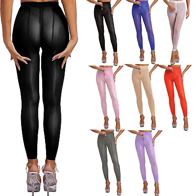 UK Womens Zip Crotch Sheer Pantyhose High Waist Tights Crotch Sexy Pantyhose • £13.19