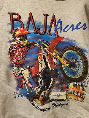 Vintage Motocross Baja Acres Jeff Stanton Grey Sweatshirt.  Honda CR250. Size M • $30
