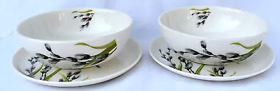 W. S. George - PUSSYWILLOW - Set Of 2 - SOUP BOWLS WITH UNDERPLATES • $13.96