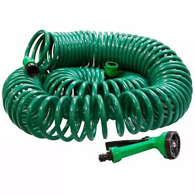 30m Retractable Coil Hose Pipe Reel Water Spray Gun Nozzle Garden Patio • £23.99