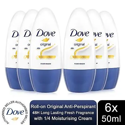 £11.49 • Buy Dove Roll-On Deo Original 48H Long Lasting Frgrance Anti-Perspirant, 6x50ml