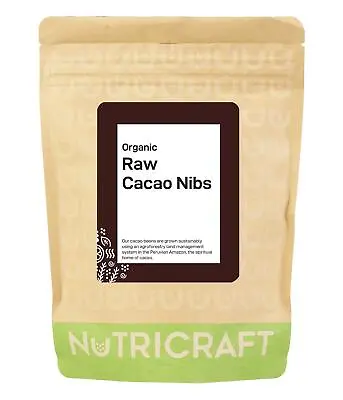 Organic Raw CACAO / COCOA NIBS  By NUTRICRAFT™  - Peruvian Criollo • £3.65