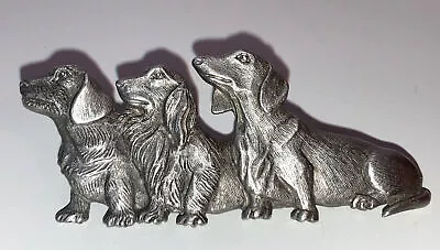 Dachshund Dogs Trio Chelsea Jonette Jewelry JJ Brooch Pewter Brooch • $10