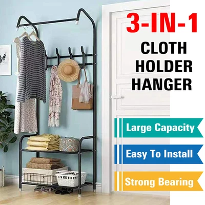 $30.45 • Buy Heavy Duty Coat Hat Rack Shoe Bench Hall Tree Adjustable Entryway Storage Shelf