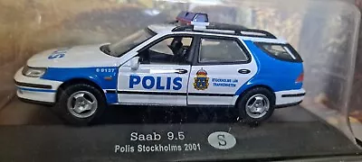 1/43 Magazine Series  Saab 9.5 SWEDEN STOCKHOLM POLICE 2001 • $24.99