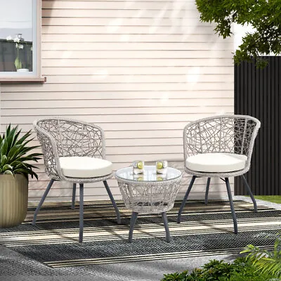 $269.09 • Buy Gardeon Outdoor Furniture Rattan Bistro Set Chair Patio Garden Wicker Round 3pc