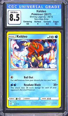 $10.50 • Buy CGC 8.5 NM-MINT+ Keldee 26/73  Non-Holo  ERROR Shining Legends Pokemon Card