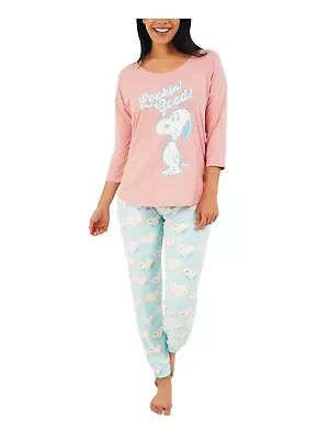 MUNKI MUNKI Womens Teal Elastic Band T-Shirt Top Cuffed Pants Pajamas XS • $5.09