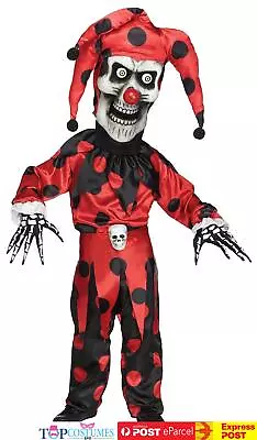 Boys Evil Bobble Head Jester Scary Killer Circus Clown Halloween + Mask • $96.45