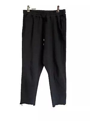 BASSIKE  Black Elastic Waist/drawcord Drop Crotch PANTS With Pockets M Or 12/14 • $35