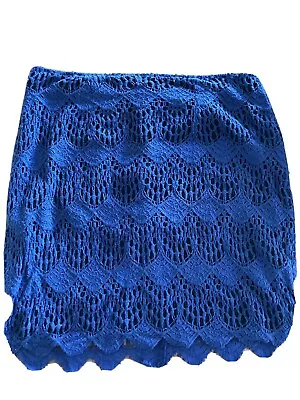 MinkPink Blue & Black Crochet Scallop Skirt Size Large • $20