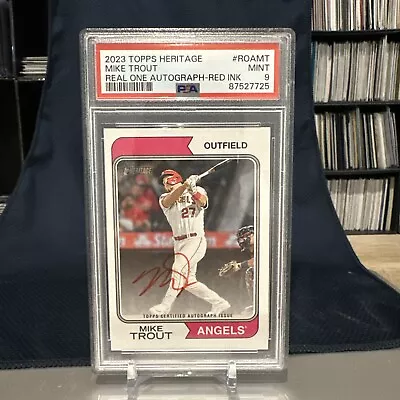 2023 Topps Heritage Mike Trout Real One On Card Red Ink Auto 38/74 PSA 9 • $549