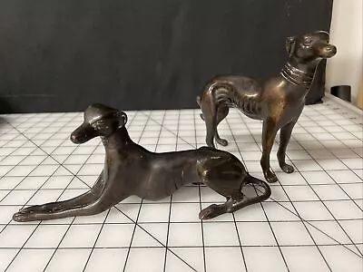 Dog Figurines Greyhound Bronze Statue Bronze Metal Whippet Vintage Decor • $36.88