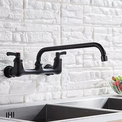 Commercial Kitchen Faucet 8 Inch Center Wall Mount Swivel Spout Sink Mixer Tap • $43.99