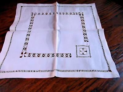 Set 6 Vintage Napkins Heavy White Linen Handmade Lace Tenerife Crosses • $19.95