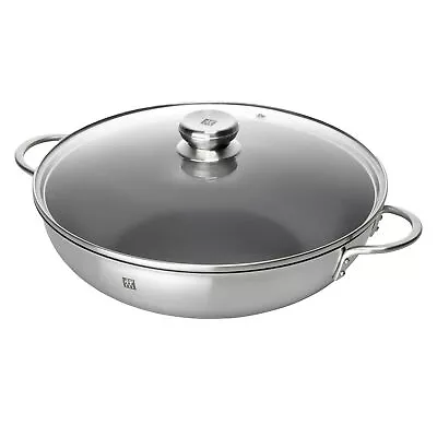 Zwilling 32cm Wok With Lid Stir Fry Non-Stick Induction Suitable Stainless Steel • £44.99