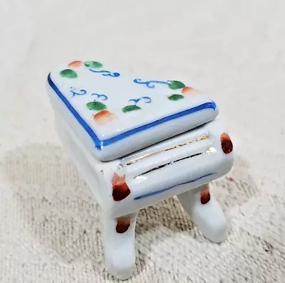 Vintage Hand Painted 2.25  Porcelain Miniature Piano Trinket Box Occupied Japan • $12.99