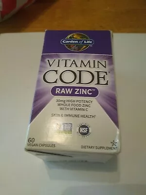 Garden Of Life Vitamin Code Raw Zinc 60 Veggie Caps Gluten-Free 05/24 • $12