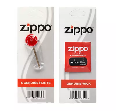 100% GENUINE ZIPPO 6 REFILL FLINTS + 1 WICK WICKS VALUE SET Oz Stock PI • $9.95