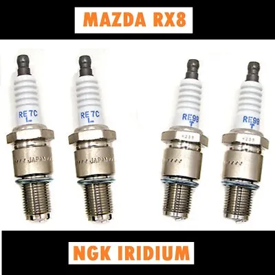 4 RX-8 NGK Laser Iridium Spark Plugs RE7CL RE9BT Leading/Trailing 1.3 2004-2011 • $135.03