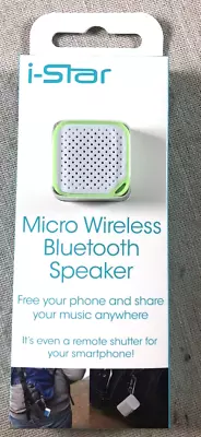 Unused I-Star Micro Green Wireless Bluetooth Speaker USB Cable Included 3x2.5cm • £6.50