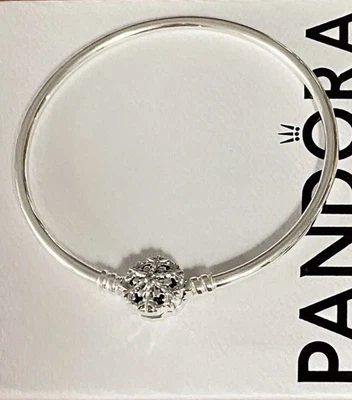 $50 • Buy PANDORA-SILVER-snowflake Bangle 19cm
