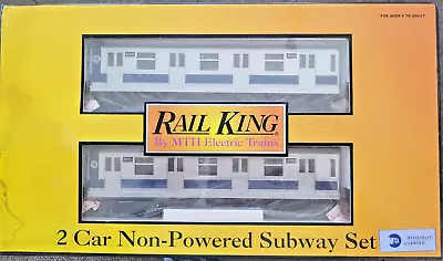 NEW MTH Rail King 30-2161 MTA 2-Car Subway Non-Powered Set Silver Blue 4550 4551 • $140