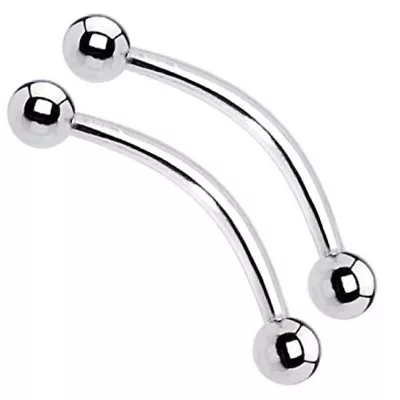 (2pc) 16g (Initial Piercing) Long Curved Barbell Solid Surgical Steel (T/Long) • $4.99