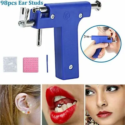 $9.45 • Buy Professional Ear Piercing Gun Body Nose Navel Tool Kit Set With 98 Studs Gifts