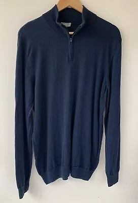 Mens XL Jaeger Jumper Full Zip Pullover Cardigan 100% WOOL Mens Knitwear • £19.95