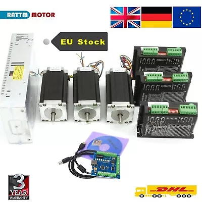 「GB」 3 Axis CNC Kit Nema 23 Stepper Motor 425oz-in Driver USB MACH3 Control Card • £190