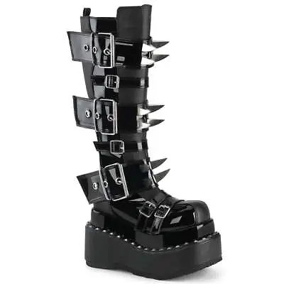 BEAR-215 - Black Vegan Leather-Patent Boots • $316.95