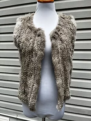 525 AMERICA Genuine KNITTED RABBIT Fur GRAY Vest S • $49.99