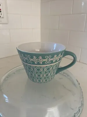 Mulberry Home Collection Tiffany Blue & White Geometric Wide Mouth Coffee Mug • $9.99