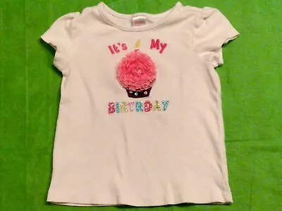 Gymboree Girls Size 5 It’s My Birthday Top Shirt White With Cupcake Adorable! • $5