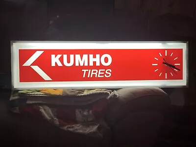 Vtg Kumho Tires Lighted Clock Sign Advertising Advertisement  - Works Man Cave • $349