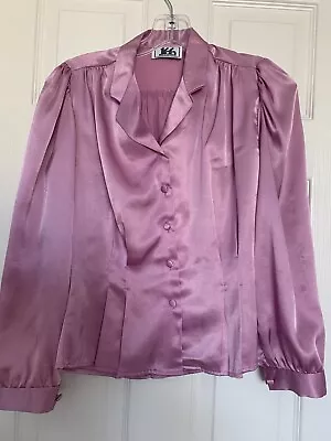 Vtg Light Purple Satin-like Light Blouse NWOT • $7