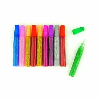 £2.39 • Buy 10 Glitter Glue Gel Pens Tubes Assorted Sparkly Colours Kids DIY Art Craft
