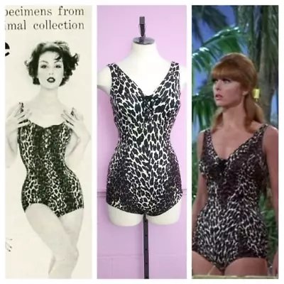 Vintage 1960s Cole Of California Leopard Print Swimsuit Rockabilly Pinup Girl • $185