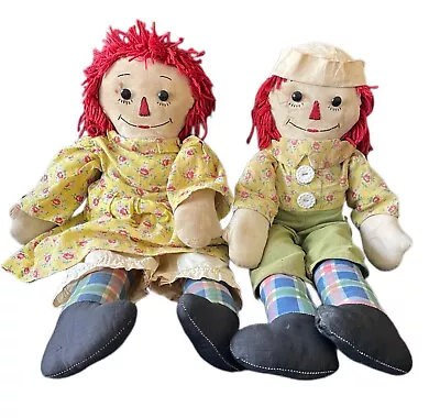 Vintage/Antique Raggedy Ann And Andy Dolls Handmade Folk Art Appliqued Noses • $50