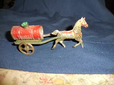 Vintage German Tin Penny Toy Horse Drawn Water Wagon 4 3/4  • $79.95