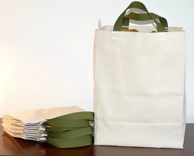 4 PAK Cotton CANVAS GROCERY BAG Shopping Totes - Made In USA • £32.26