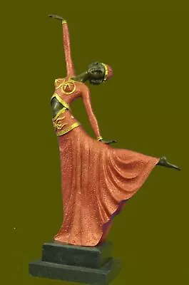 Signed Art Deco Chiparus Belly Dancer Bronze Marble Sculpture Statue Figurine • $174.65