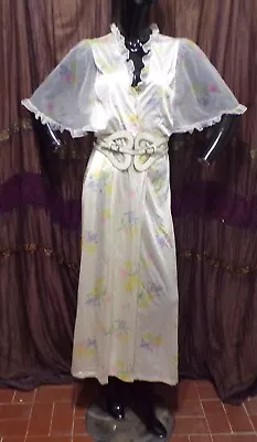 Vintage 70's Jolie Two Floral Wrap Night Gown Maxi Dress • $19.99