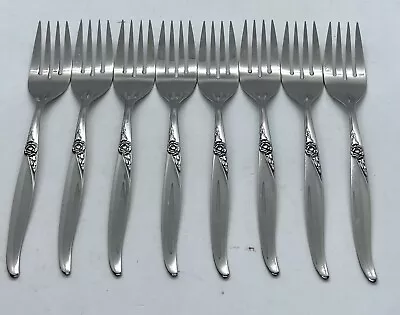 (8)  Oneida LA ROSE WM A Rogers Premier Stainless Salad Fork Lot ~ 6 3/8  • $28.95