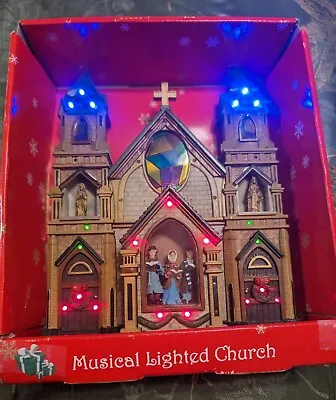 Vintage Light Up Snow Village Cathedral Church Christmas Choir Music  10 Inches • $45