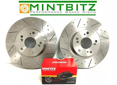 Vauxhall Vectra 2.8 VXR Front 345mm Dimpled & Grooved Brake Discs & Mintex Pads • $208.18