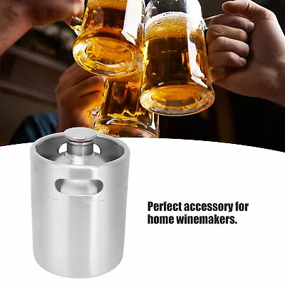 2L Beer Keg Mini Stainless Steel Beer Barrel With Spiral Lid For Home Brewing HE • $66.26